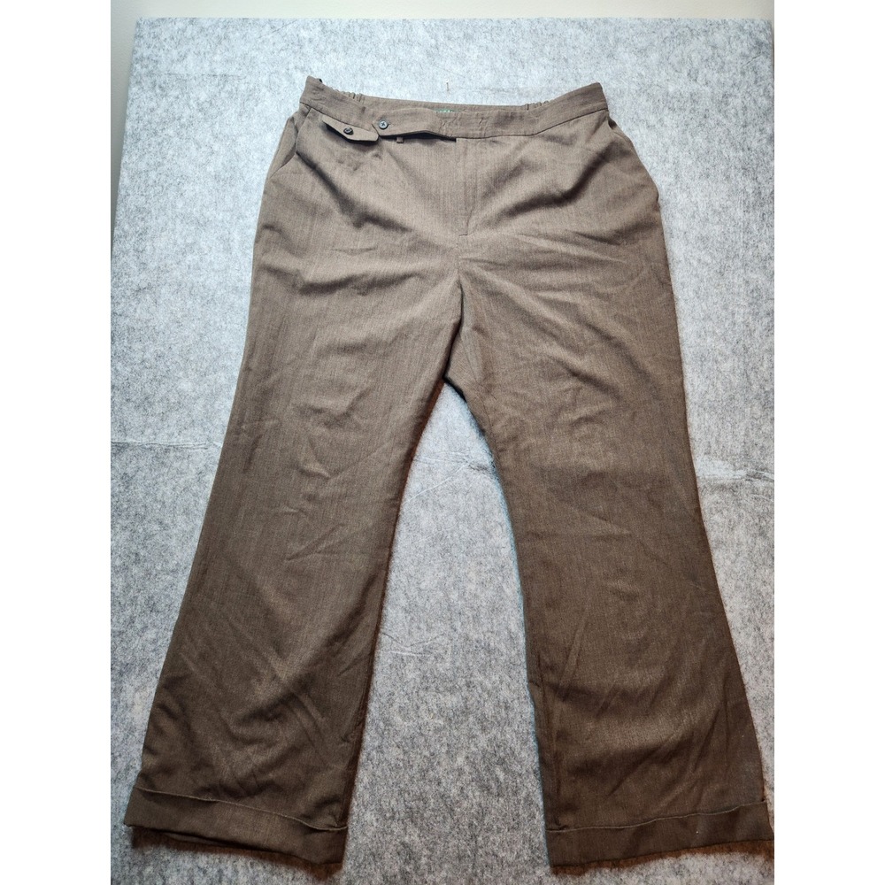 Lauren Ralph Lauren Brown Wool Blend Straight Leg Cuffed Trousers Pants 18W
